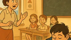 Ανέκδοτο: Η δασκάλα γράφει —, - .